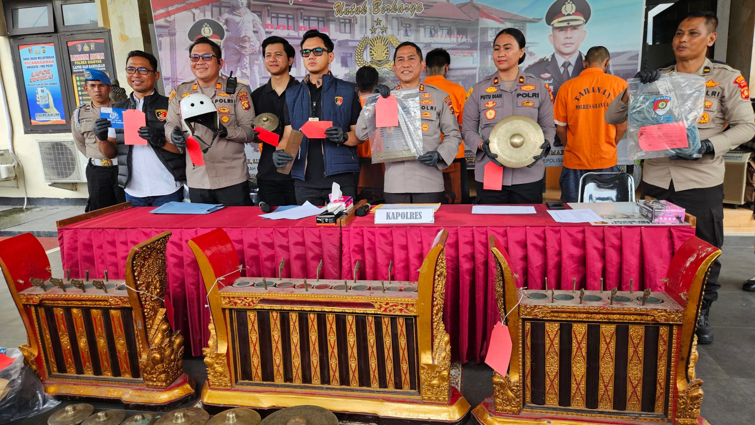 Polres Gianyar Ungkap Dua Kasus Pencurian Perangkat Gamelan Gong di Sukawati dan Ubud