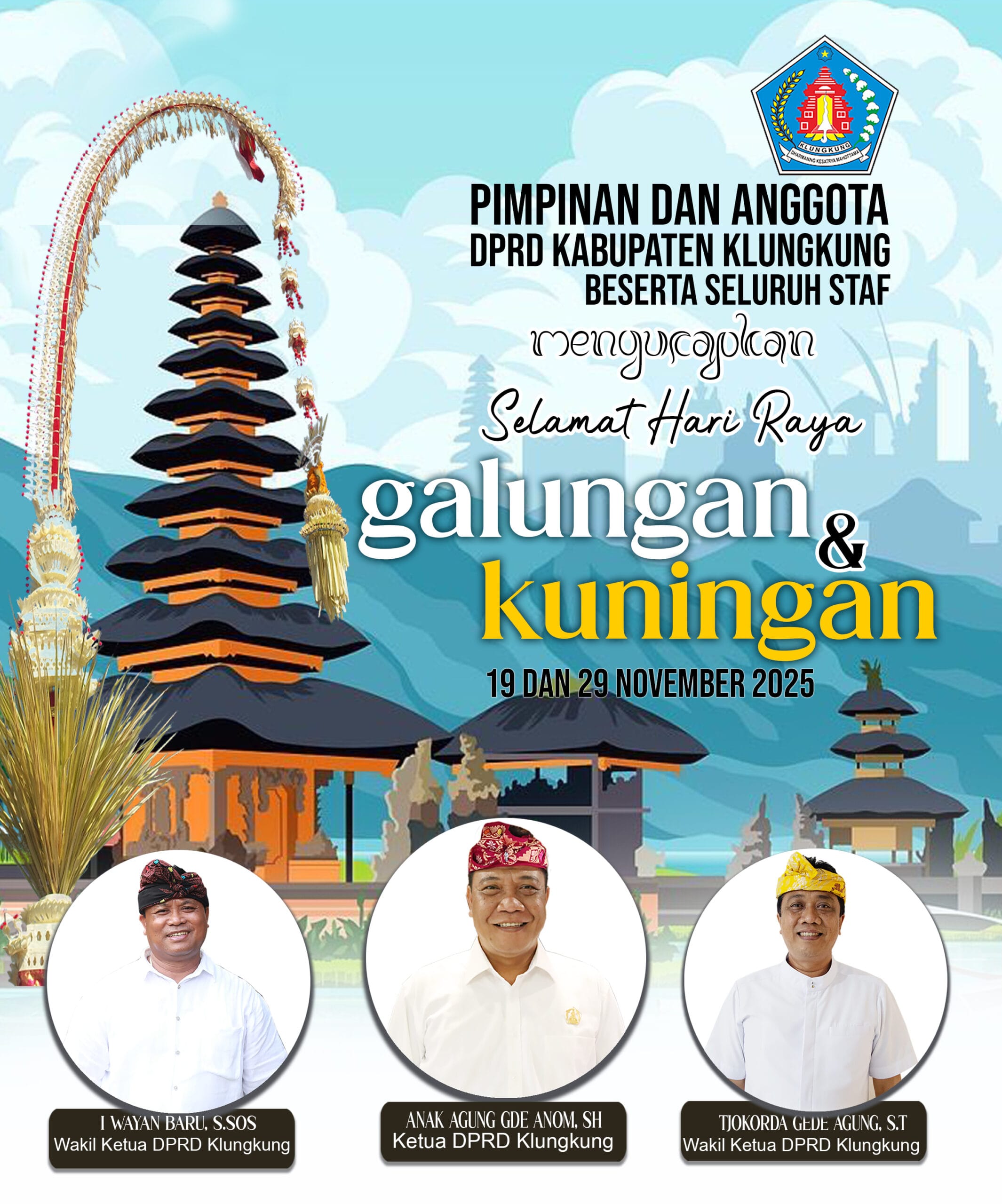 Pimpinan DPRD Klungkung Sampaikan Ucapan Selamat Hari Raya Galungan dan Kuningan