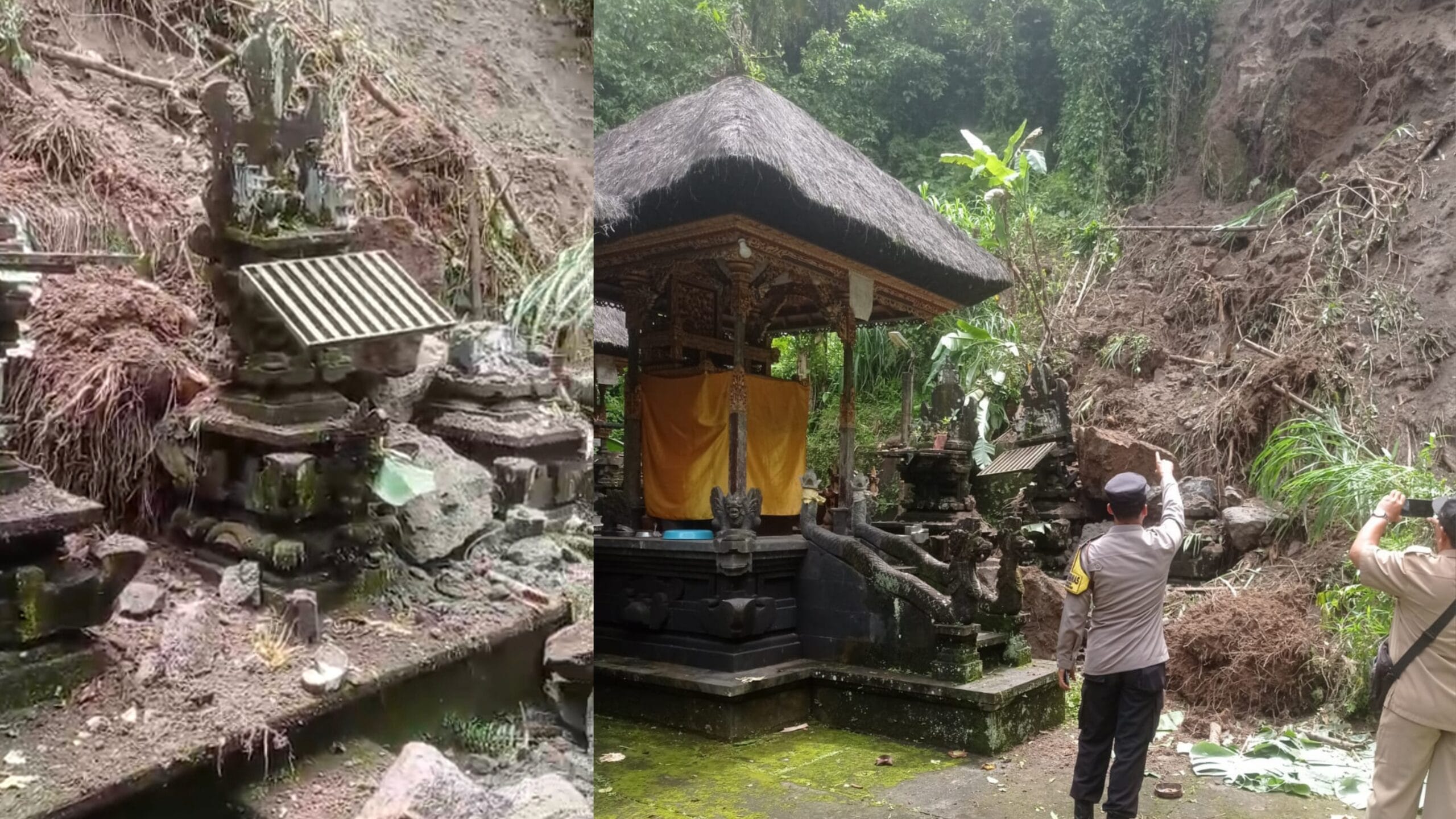 Longsor Timpa Pura Manik Tirta di Timuhun – Klungkung, Tiga Pelinggih Rusak