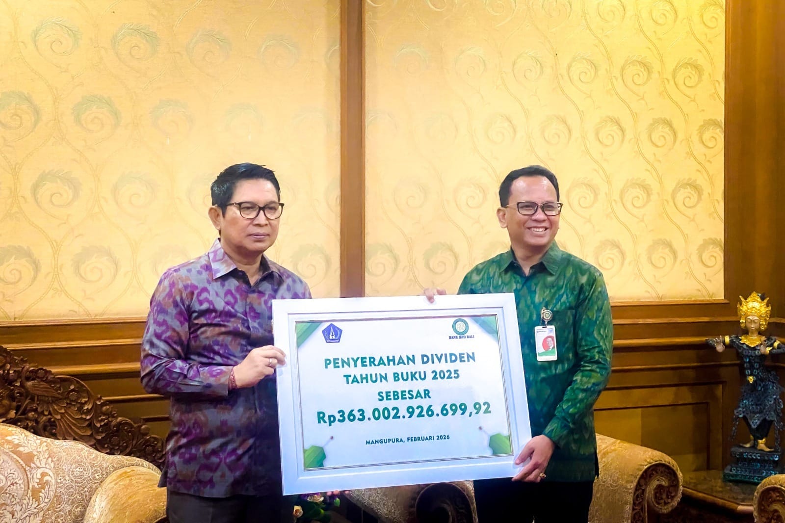 Terima Dividen Rp 363 Miliar dari BPD Bali, Digunakan Akses Wisata Badung Utara