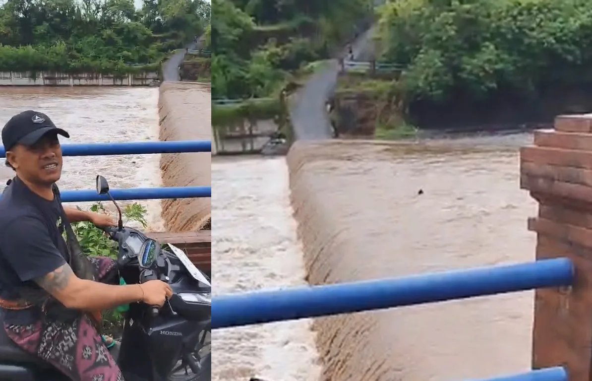 Bertaruh Nyawa Seberangi Air Bah Demi Ritual Adat di Balik Megahnya PKB Klungkung