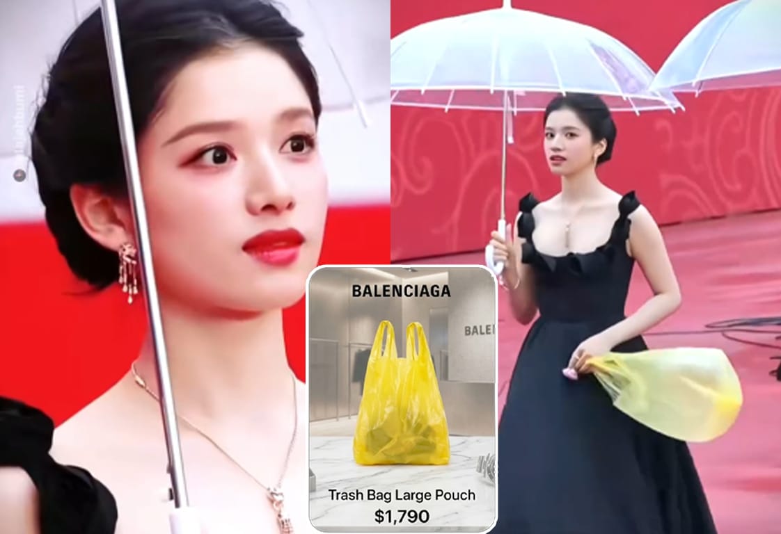 Anggun Bergaun Hitam, Netizen Salfok Zhang Jingyi Jinjing ‘Plastik Sampah’ Balenciaga  Rp 26 Juta
