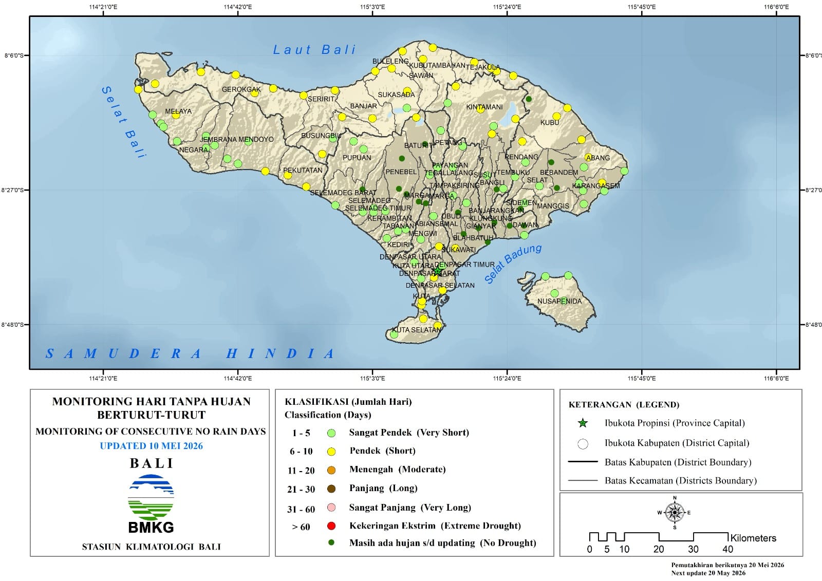 Prakiraan Cuaca Bali, Selasa 12 Mei 2026: Denpasar Cerah Berawan, Waspada Hujan Ringan di Wilayah Barat dan Timur