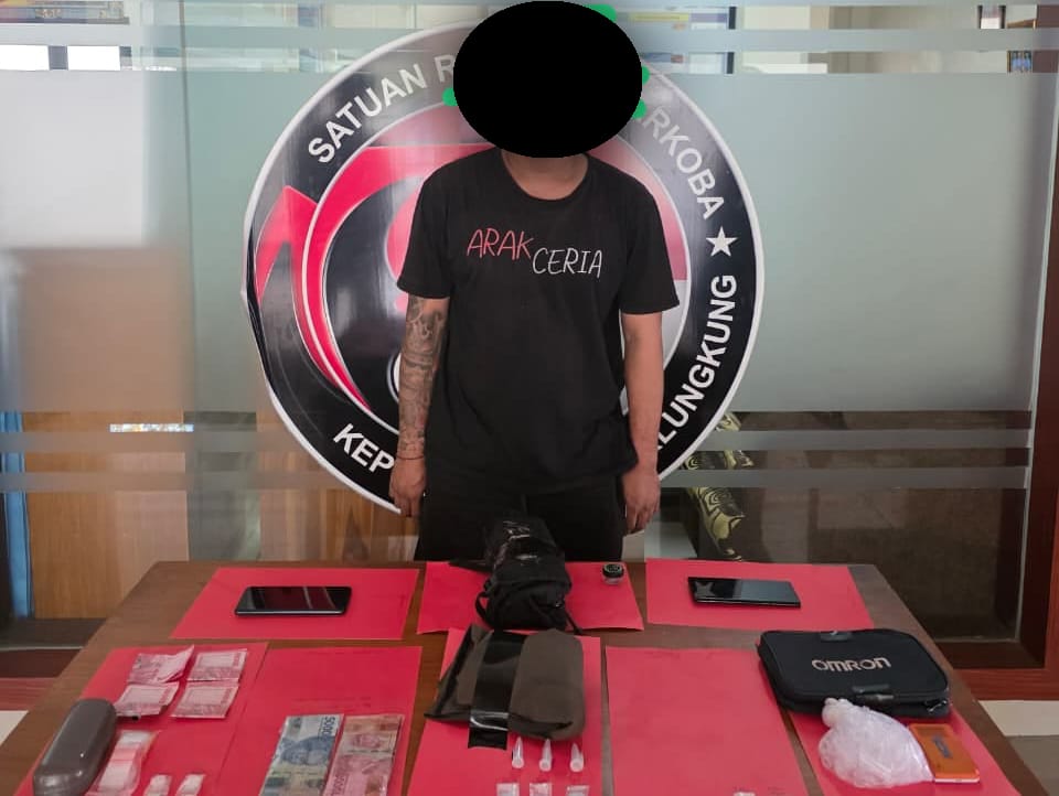 Polres Klungkung Tangkap Karyawan Swasta di Dawan, Sita 8 Paket Sabu Siap Edar