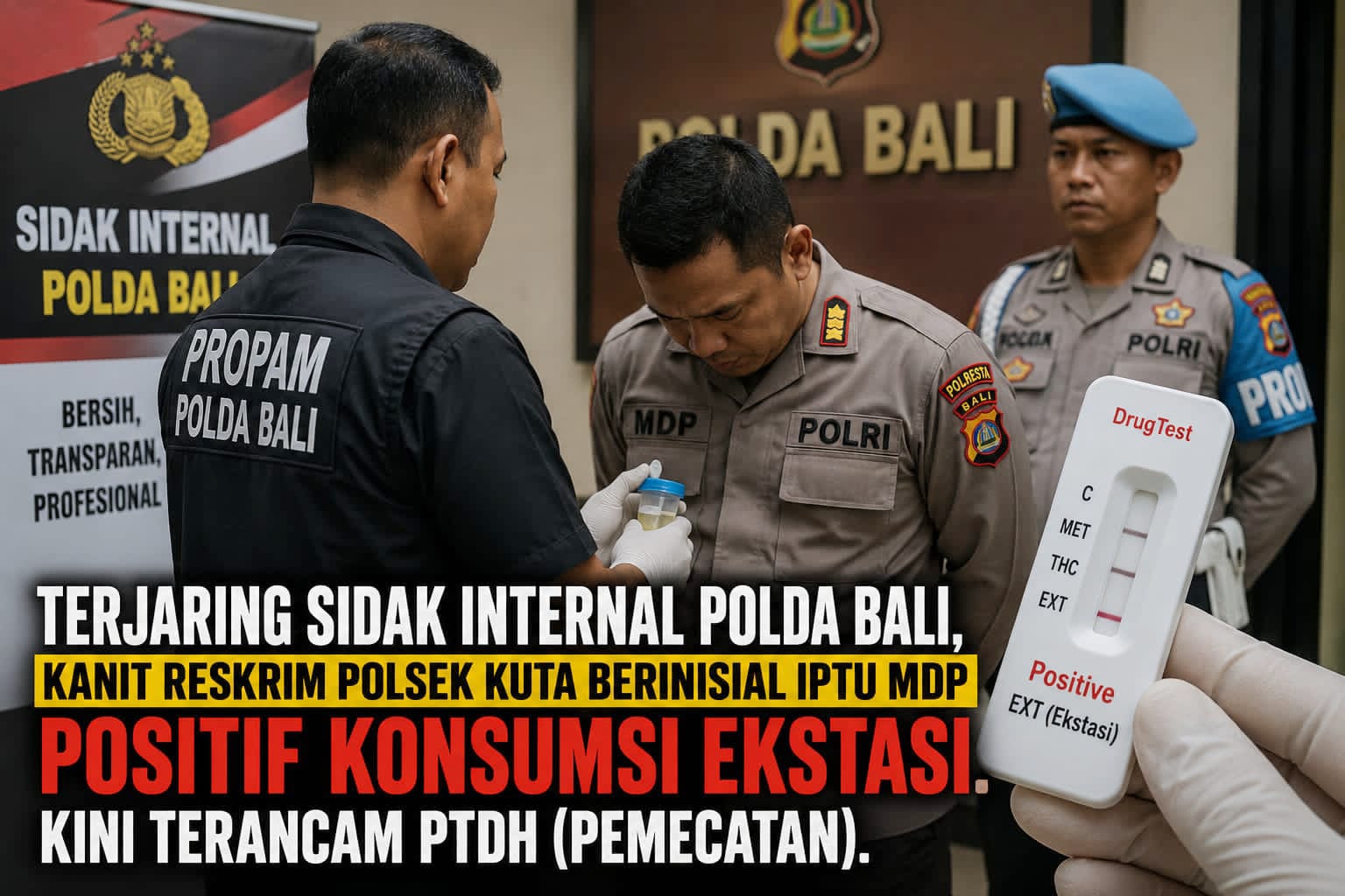 Terjaring Sidak Acak, Kanit Reskrim Polsek Kuta Positif Konsumsi Ekstasi