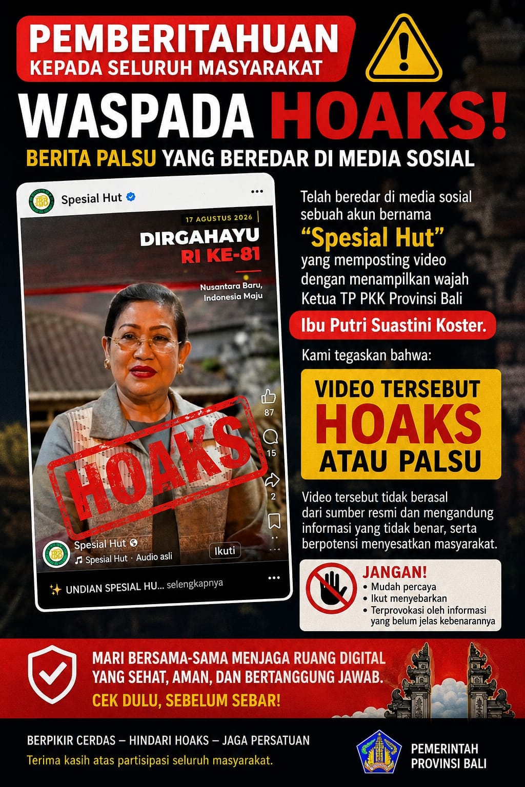 Awas Penipuan AI Deepfake! Video Ny. Putri Koster Umumkan Undian Rp2 Miliar BPD Bali Dipastikan Hoaks