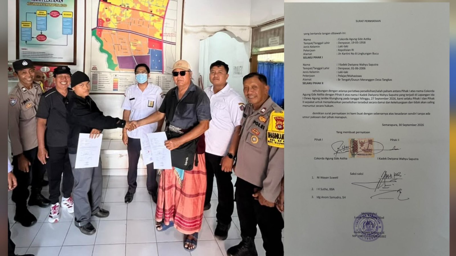 ​Sempat Viral hingga Bawa Pisau, Cokorda AGA dan Kadek DWS Tandatangani Surat Damai
