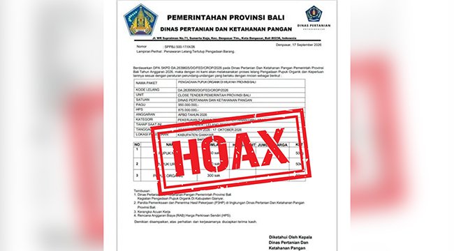 Awas Penipuan ! Surat Pengadaan Pupuk Catut Nama Dinas Pertanian Bali Beredar di Sosmed