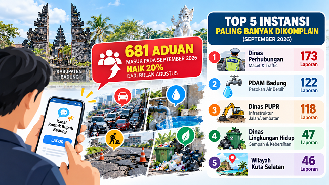Keluhkan Macet Hingga Air Bersih, Warga Badung Layangkan 681 Laporan Digital dalam Sebulan