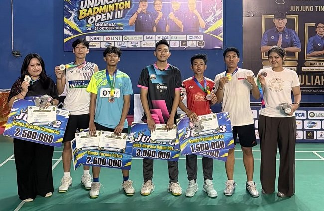 Pebulutangkis Klungkung Koleksi 1 Emas dan 3 Perak, 1 Perunggu, Undiksha Open III